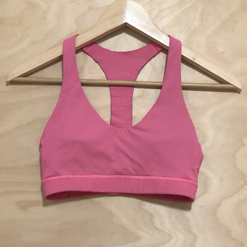 Lululemon Pink Racerback Sports Bra Mesh Panel Back Womens Size 4